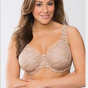 Lane Bryant Cacique 44DD White Bold Lace Full Coverage Bra NWT